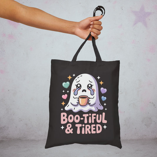 Boo-Tiful & Tired Tote Bag – Creepy Cute Gothic Canvas Tote