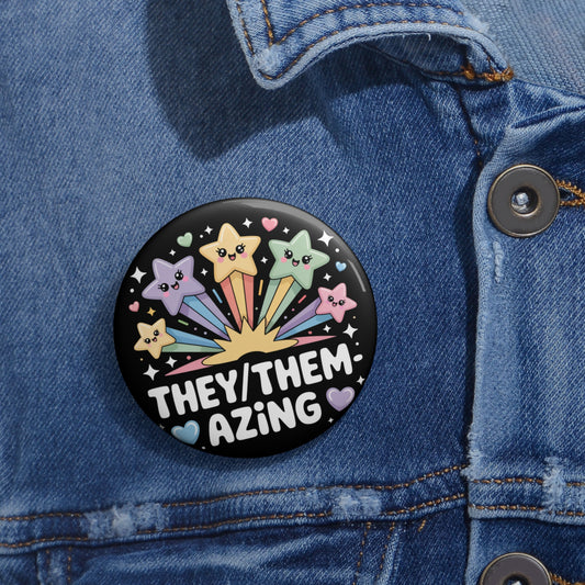 They / Them - Azing Pride Kawaii Pin Button – Creepy Cute Gothic Enamel-Style Badge