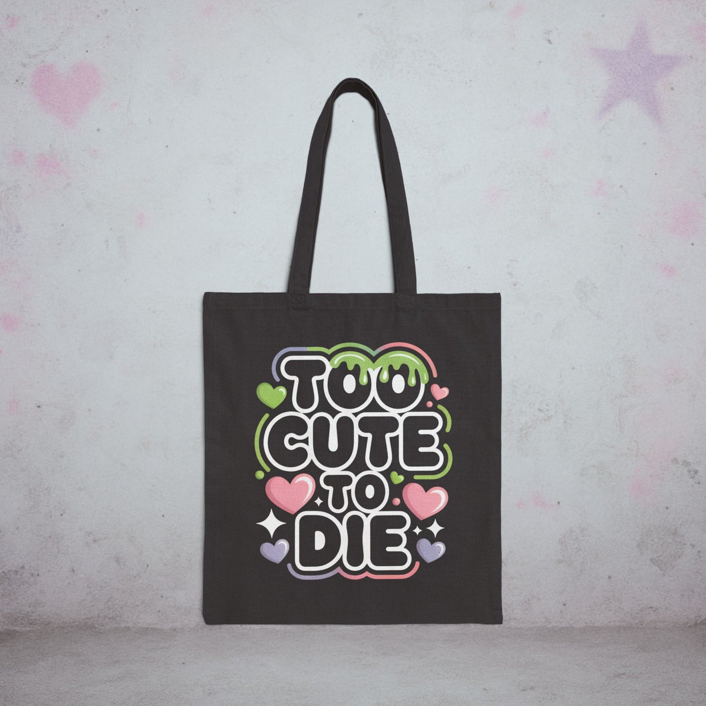 Too Cute To Die Kawaii Tote Bag – Creepy Cute Gothic Canvas Tote
