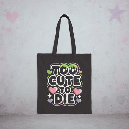 Too Cute To Die Kawaii Tote Bag – Creepy Cute Gothic Canvas Tote