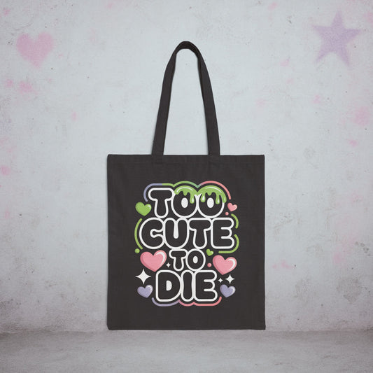 Too Cute To Die Kawaii Tote Bag – Creepy Cute Gothic Canvas Tote