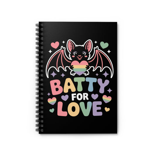 Batty For Love Pride Spiral Notebook – Creepy Cute Gothic Ruled Journal