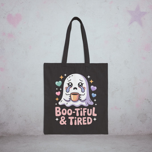 Boo-Tiful & Tired Tote Bag – Creepy Cute Gothic Canvas Tote