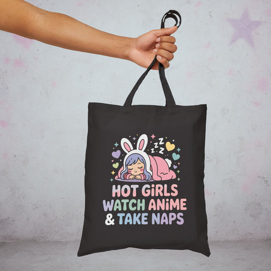 Hot Girls Watch Anime Otaku Tote Bag – Creepy Cute Gothic Canvas Tote