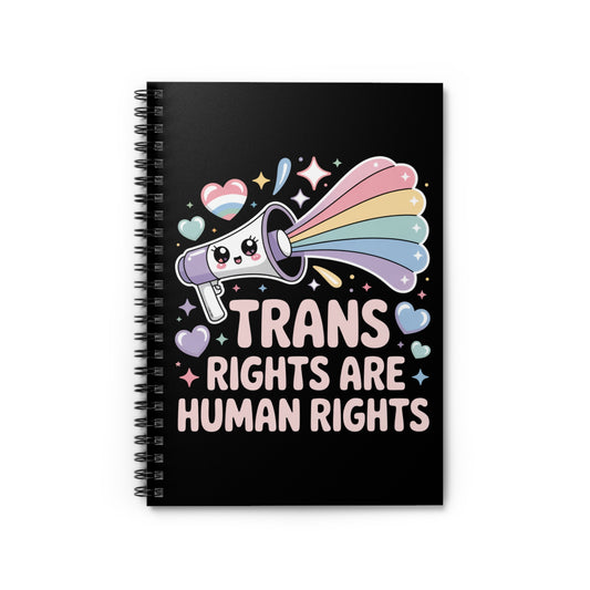 Trans Rights Are Human Rights Pride  Kawaii Spiral Notebook – Creepy Cute Gothic Ruled Journal