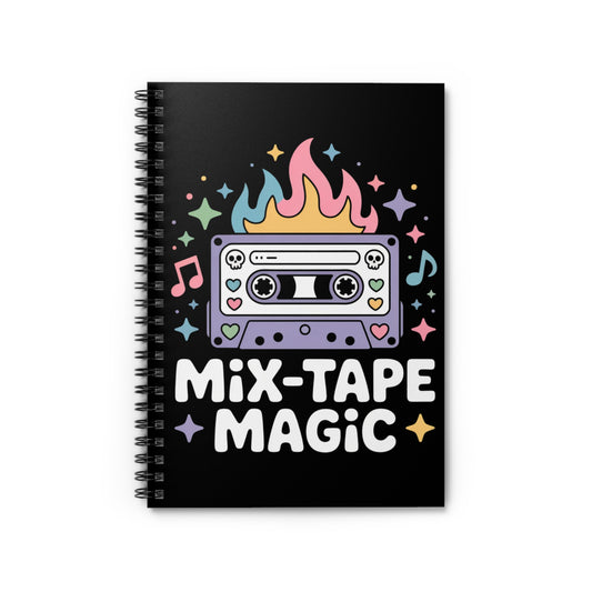 Mix Tape Magic Gen X Spiral Notebook – Creepy Cute Gothic Ruled Journal