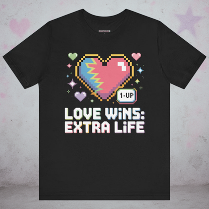 Love Wins: Extra Life Gamer Kawaii T-Shirt — Creepy Cute Gothic Tee